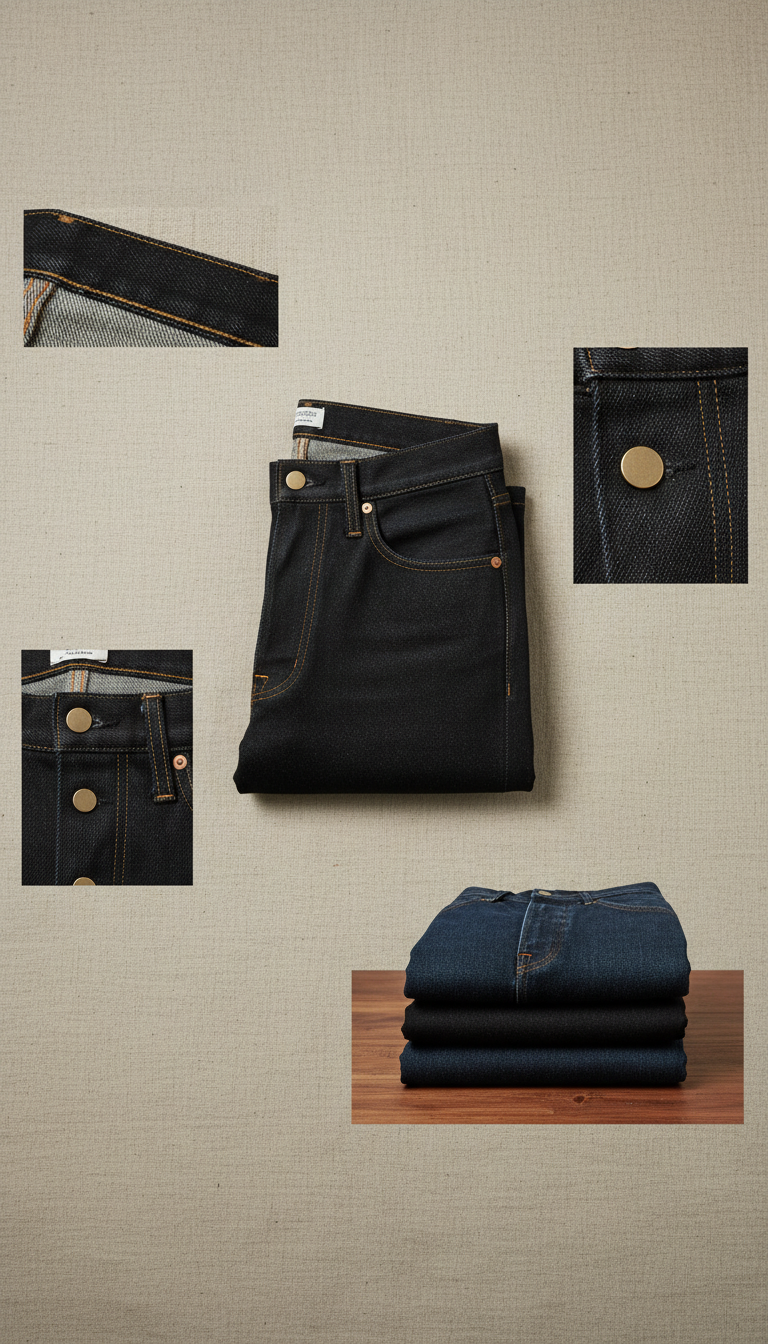 High-Rise Selvedge Jeans in Ecru